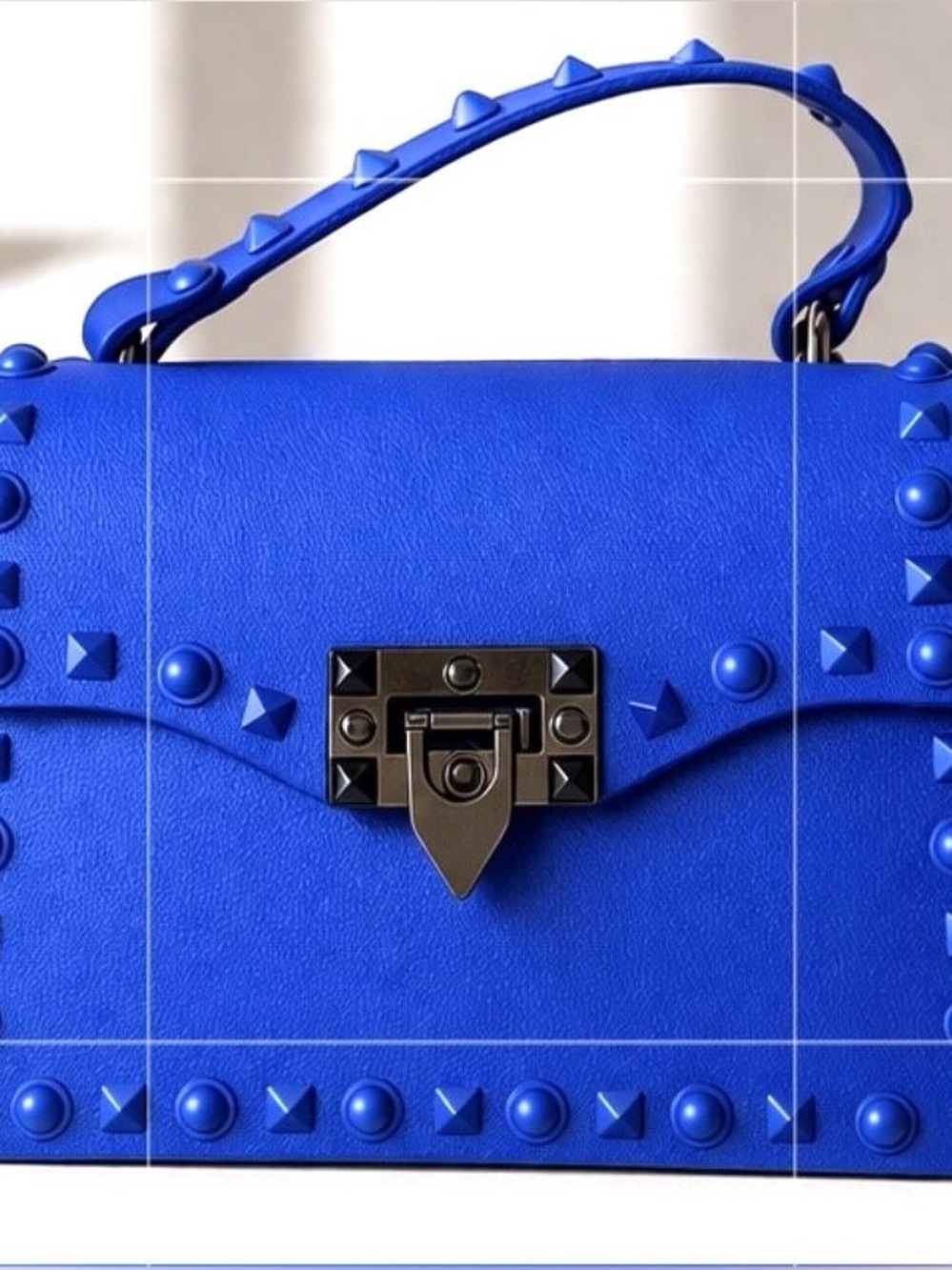 DASTI Electric Blue Studded Mini Bag | Y2K Jelly Crossbody | Statement Piece - Picture 2 of 3